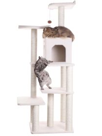Armarkat 68-in real wood Cat Tree & Condo Scratching Post Tower, Ivory