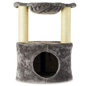 2-Level Medium Cat Condo with Hammock, Gray, 20"