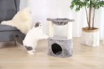 2-Level Medium Cat Condo with Hammock, Gray, 20"