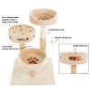 3-Tier Cat Tree - 2 Carpeted Napping Perches, Sisal Rope Scratching Post, Hanging Mouse, and Interactive Cheese Wheel Toy by (Tan)