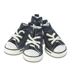 Pet Shoes Denim Canvas Breathable And Comfortable (Option: Denim Shoes Blue-No 5)