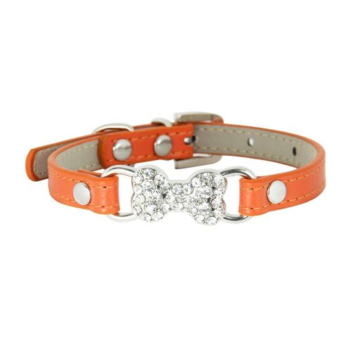 Cute Cat Traction Rope Crystal Diamond Bone Pet Collar
