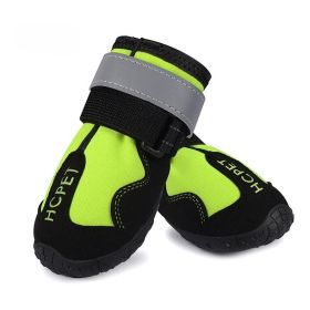 Pet Dog Night Reflective Kick-resistant Mountaineering Waterproof Shoes (Option: Green H Label-7)