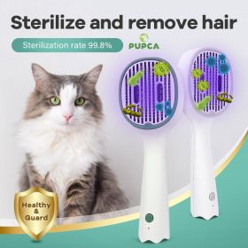 Cat Comb Dog Hair Remover Brush UVC Sterilization Pet Grooming Slicker Needle Comb Cat Sterilization Comb Pet Brush For Shedding And Grooming Self-Cle (Color: White)