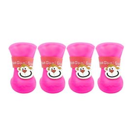 Cartoon Pet Boots Silicone Waterproof Non-slip Soft Bottom Summer Cat Supplies (Option: Pink-L)