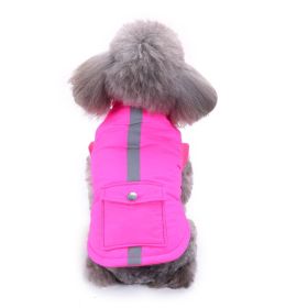 Dog Winter Clothing Coat Reflective Cotton (Option: DZ169 Rose Red-XL)